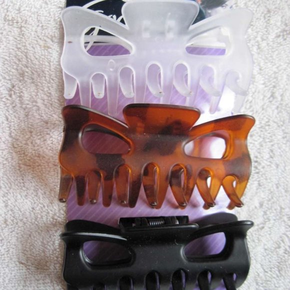 3 Goody Claw Clips Large Hair Jaw Glossy Matte Frosted Plastic Black Clear Brown - Picture 3 of 10